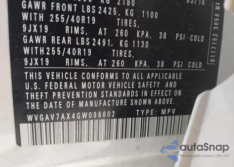 2016 Volkswagen Tiguan R-Line из США, поврежденный, VIN WVGAV7AX4GW096602